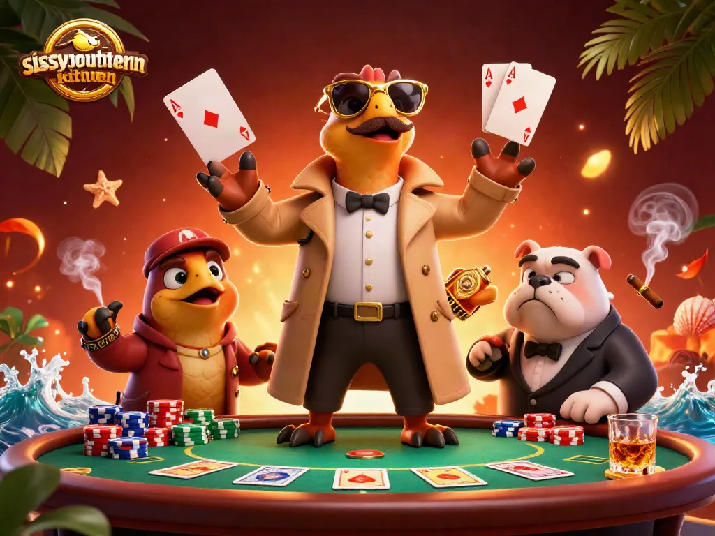 Join the fun at sissyssouthernkitchen with three cartoon raptors in disguise at a vibrant casino scene.